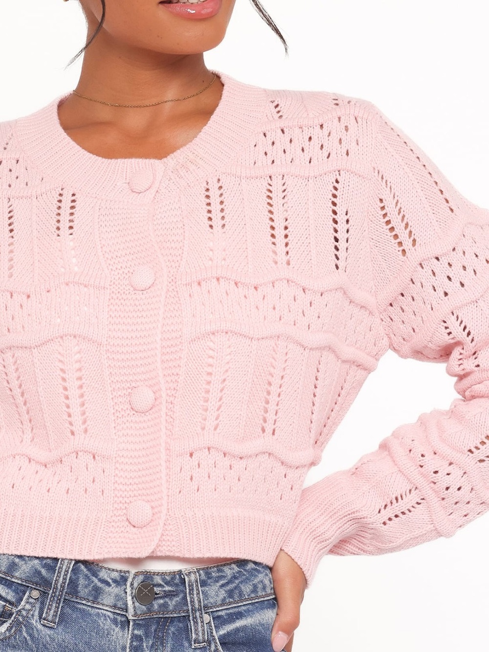 Petal & Pup Light Pink Button-Front Knit Cardigan